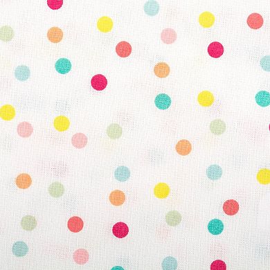 70" Pearl White and Pink Polka Dots Printed Round Tablecloth