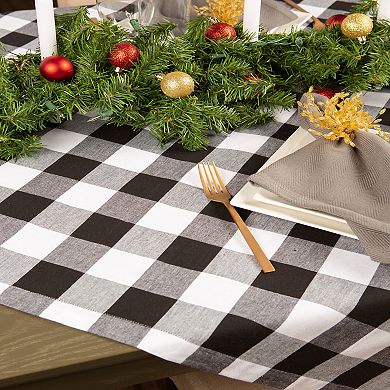 Black and White Buffalo Checkered Designed Rectangular Tablecloth 60" x 84"