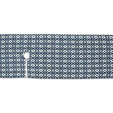 108" Blue and White Outdoor Rectangular Table Runner With Zipper