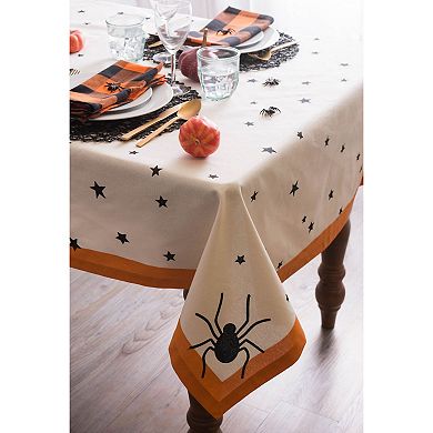 70" White and Black Stars Halloween Printed Round Tablecloth
