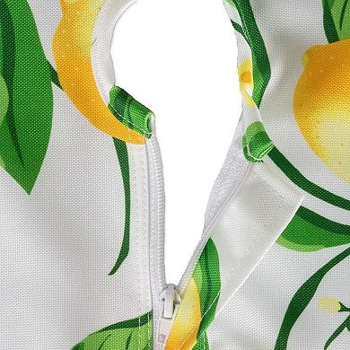 60" Zippered Round Outdoor Tablecloth with Lemon Bliss Print Design