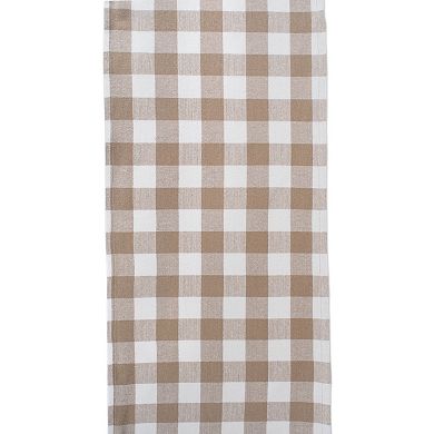 72" Fringed Table Runner with Stone Brown Checkered Design