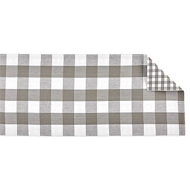 14" x 72" Gray and White Gingham Buffalo Checkered Rectangular Table Runner