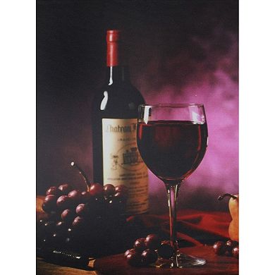 Purple LED Lighted Flickering Wine and Candle Wall Art 11.75" x 15.75"