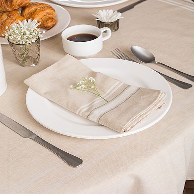 Gray and White French Striped Pattern Round Tablecloth 70"