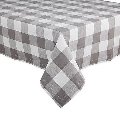 120" Gray and White Checkered Tablecloth