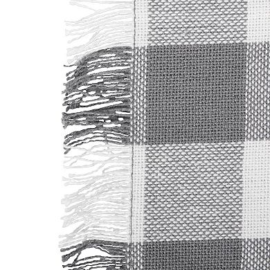 14" x 108" Gray and White Checkered Pattern Rectangular Table Runner