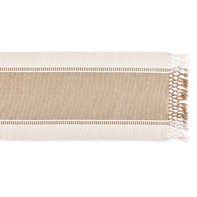 13" x 72" Beige and Brown Dobby Striped Rectangular Table Runner