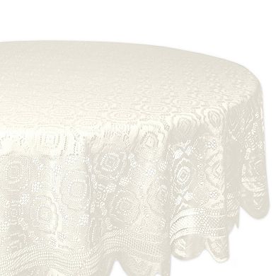 63" White Vintage Lace Round Decorative Tablecloth