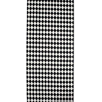 108" x 14" Black and White Harelquin Print Table Runner