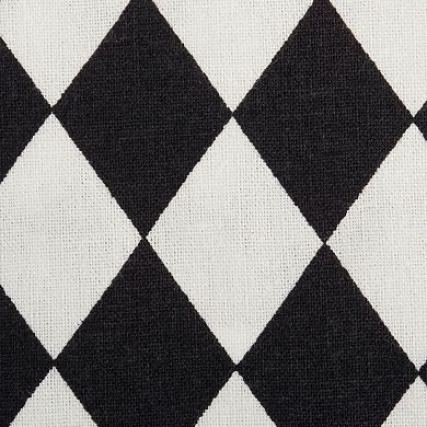 108" x 14" Black and White Harelquin Print Table Runner