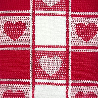 52" Red and White Hearts Woven Square Tablecloth