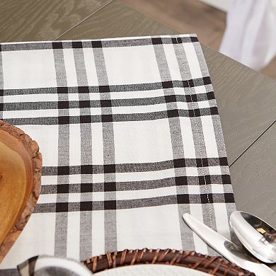 120" Cotton Tablecloth with Black Plaid Design