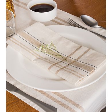 14" x 108" Brown and White French Stripe Pattern Rectangular Table Runner