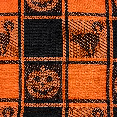 60" x 84" Orange and Black Halloween Woven Checkered Table Cloth