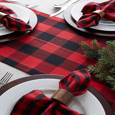 108" Red and Black Buffalo Plaid Christmas Rectangular Table Runner