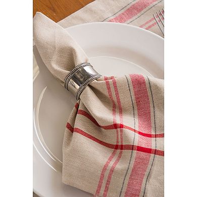 104' White and Red French Striped Rectangular Table Cloth