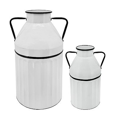 18" White and Black Milk Bucket Shaped Vase
