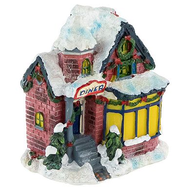 4" Snowy Christmas Diner Village Building