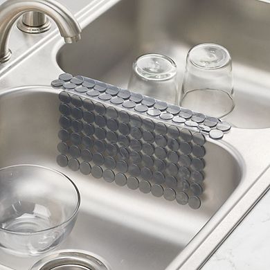 mDesign Plastic Kitchen Sink Protector Set - Circle Design - Set of 3