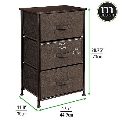 mDesign 3 Drawer Steel Frame Storage Dresser Furniture Unit
