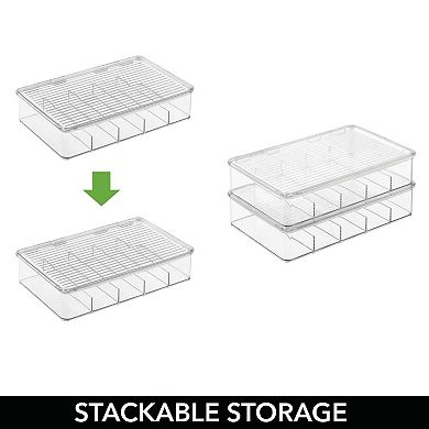 mDesign Stackable First-Aid Storage Organizer Box with Lid, 2 Pack - Clear