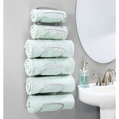 mDesign Steel Wall Mount Towel Storage Rack for Bathroom