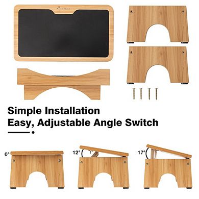 Wood Foot Rest With 3-Level Quick Adjust Incline For Sore Feet, Improve Circulation & Relief Swelling