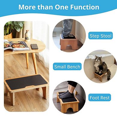 Sturdy Wooden Portable One Step Stool Support Up To 300lb