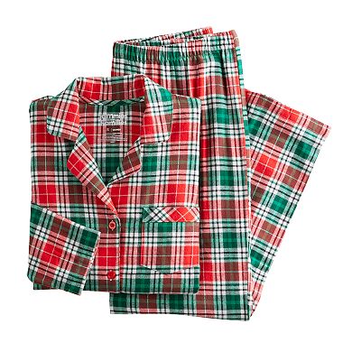 Women's Tall Jammies For Your Families® Merry & Bright Plaid Open Hem Top & Bottom Pajama Set