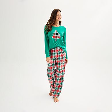 Petite Jammies For Your Families® Merry & Bright Tree Open Hem Top & Bottom Pajama Set