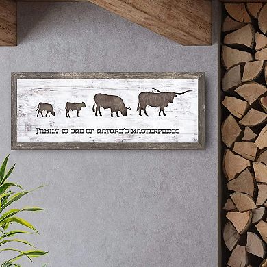 Personal-Prints Longhorn Family 2 Calves Framed Wall Art