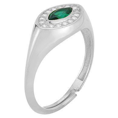 Sunkissed Sterling Sterling Silver Green & Clear Cubic Zirconia Eye Ring
