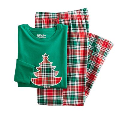 Men's Jammies For Your Families® Merry & Bright Tree Flannel Open Hem Top & Bottom Pajama Set