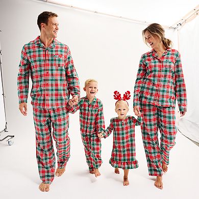 Men's Jammies For Your Families® Merry & Bright Plaid Flannel Notch Top & Bottom Pajama Set