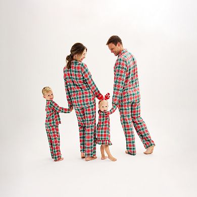 Men's Jammies For Your Families® Merry & Bright Plaid Flannel Notch Top & Bottom Pajama Set