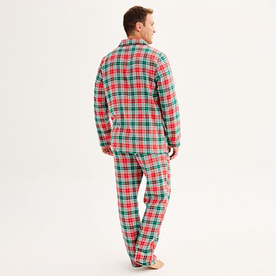 Men's Jammies For Your Families® Merry & Bright Plaid Flannel Notch Top & Bottom Pajama Set