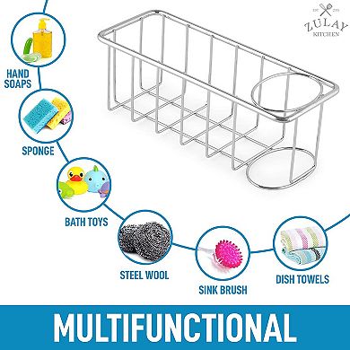 Zulay Kitchen Solid 2-in-1 Stainless Steel Sponge Holder Sink Caddy