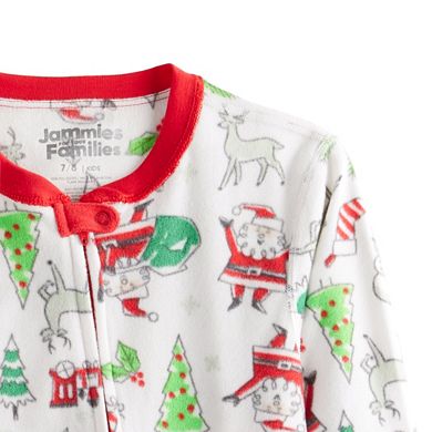 Kids 8-20 Jammies For Your Families® Doodle Santa Adaptive Microfleece One-Piece Pajamas