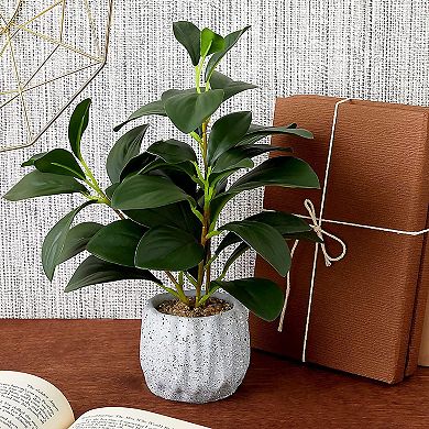 Juvale Artificial Plant with Grey Cement Planter Pot (3.1 x 3.1 x 11.8 Inches)