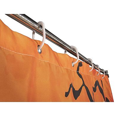 Halloween Bathroom Shower Curtain with Hooks (Orange, Black, 72 x 72 In)