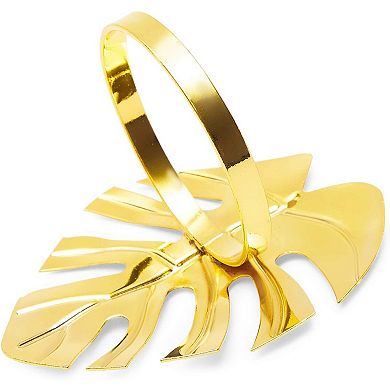 Juvale Tropical Leaf Napkin Rings (1.7 Inches, Gold, 12-Pack)