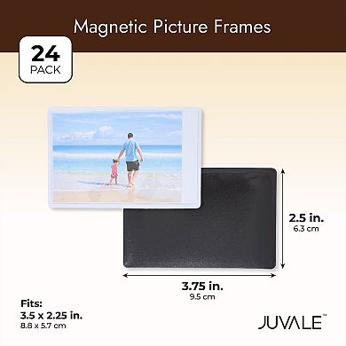 24 Pack 2x3 Magnetic Picture Frames for Refrigerator, Wallet Size Photo Pocket Sleeves (White)