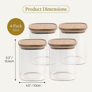 Bloom & Breeze Airtight Food Storage Containers , Stackable With Labels 4-piece Set 32oz