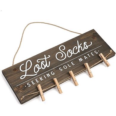 Rustic Wooden Laundry Sign, Lost Socks Seeking Soles Mates (17 x 6 Inches)