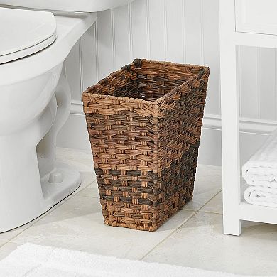 mDesign Woven Rectangle Decorative Garbage Wastebasket Trash Bin