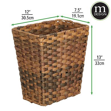 mDesign Woven Rectangle Decorative Garbage Wastebasket Trash Bin