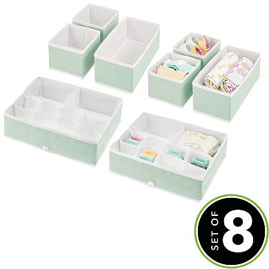 mDesign Fabric Nursery Divided Drawer Storage Bin - 2 Pack