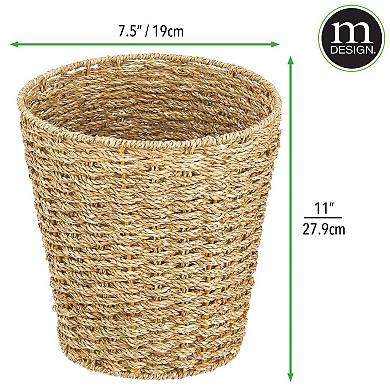 mDesign Seagrass Round Woven Garbage Wastebasket Trash Can