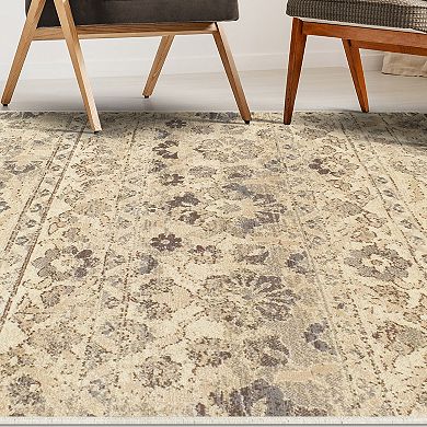 SUPERIOR Fawn Abstract Floral Indoor Area Rug